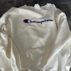 Champion XL sweatshirt, white, worn once, perfect condition!